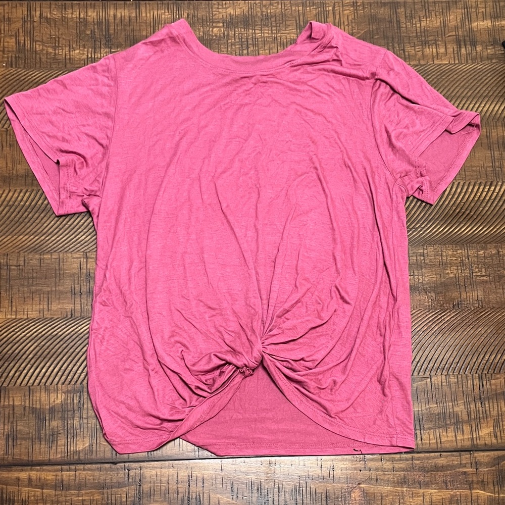 Casual Pink Knot Front Women's Top